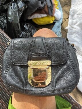 Michael Kors Black Pebbled Leather Crossbody with Gold Hardware